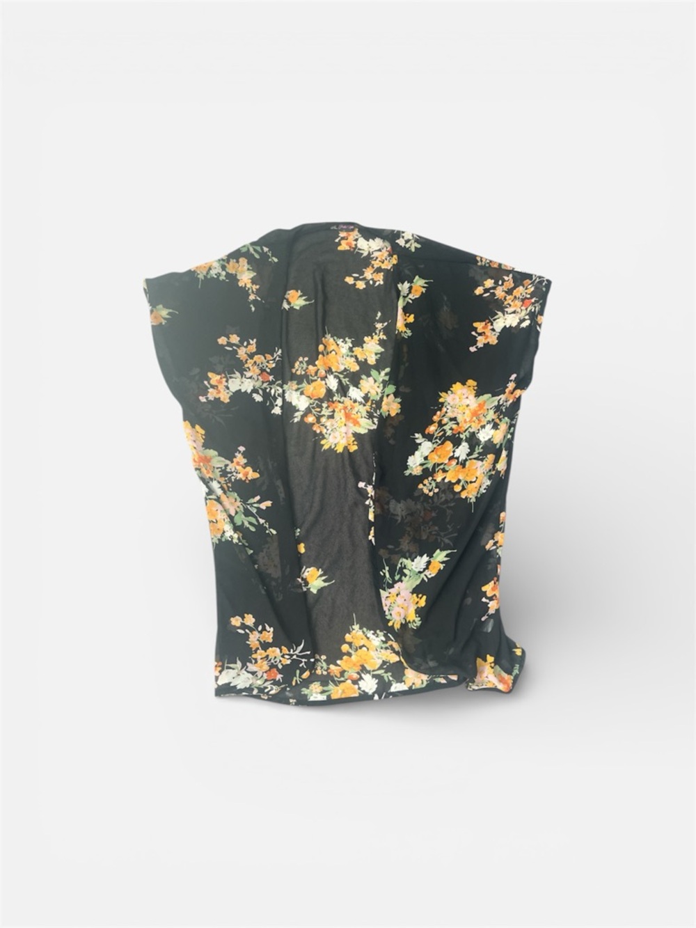 Black Floral kimono  with Yellow Accent
